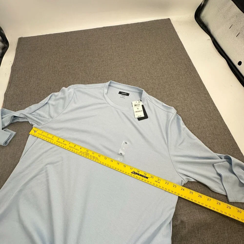 NEW! Mens Alfani Casual Shirt Long Sleeves XL $45 Blue Rayon, Polyester, Spandex